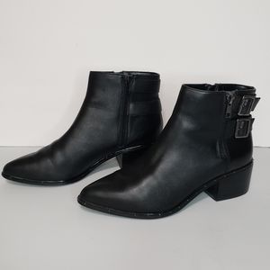 Bleek & Bond Georgia Black Leather Studded Boots Booties Side Zip Straps 8.5